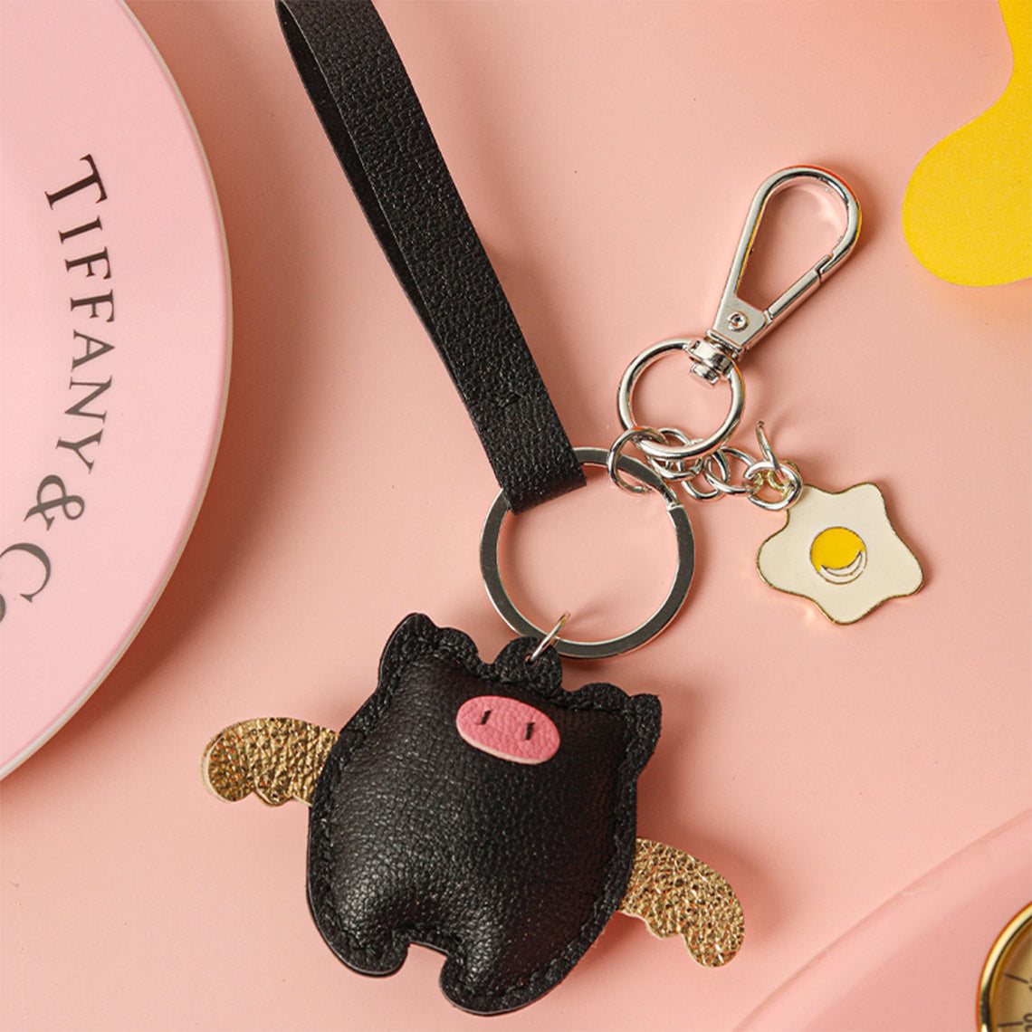 Hand Sewn Lambskin Leather Piglet Keychain DIY Kit detail image 3