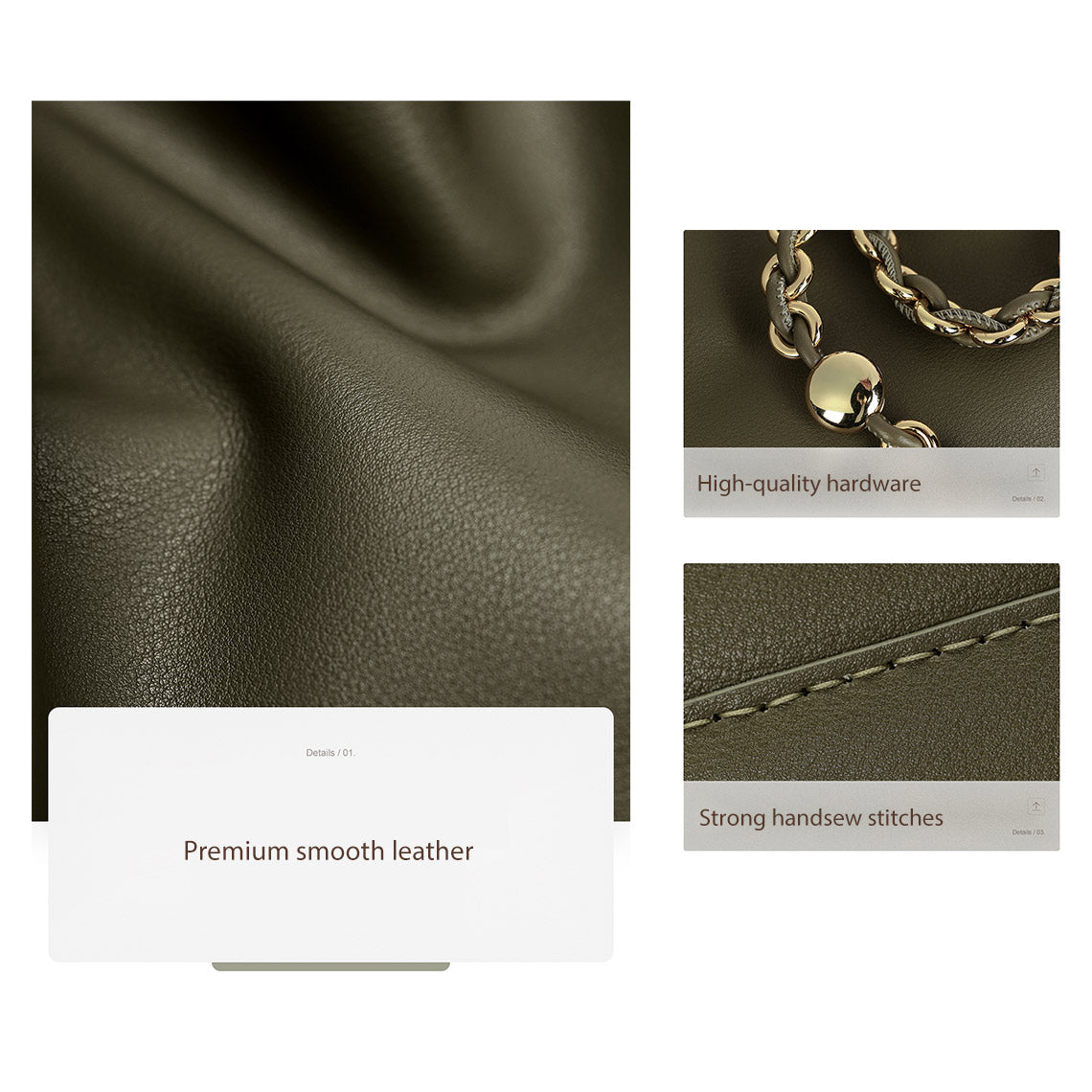 Hand Sewn Leather Drawstring Chain Clutch DIY Kit detail image 13