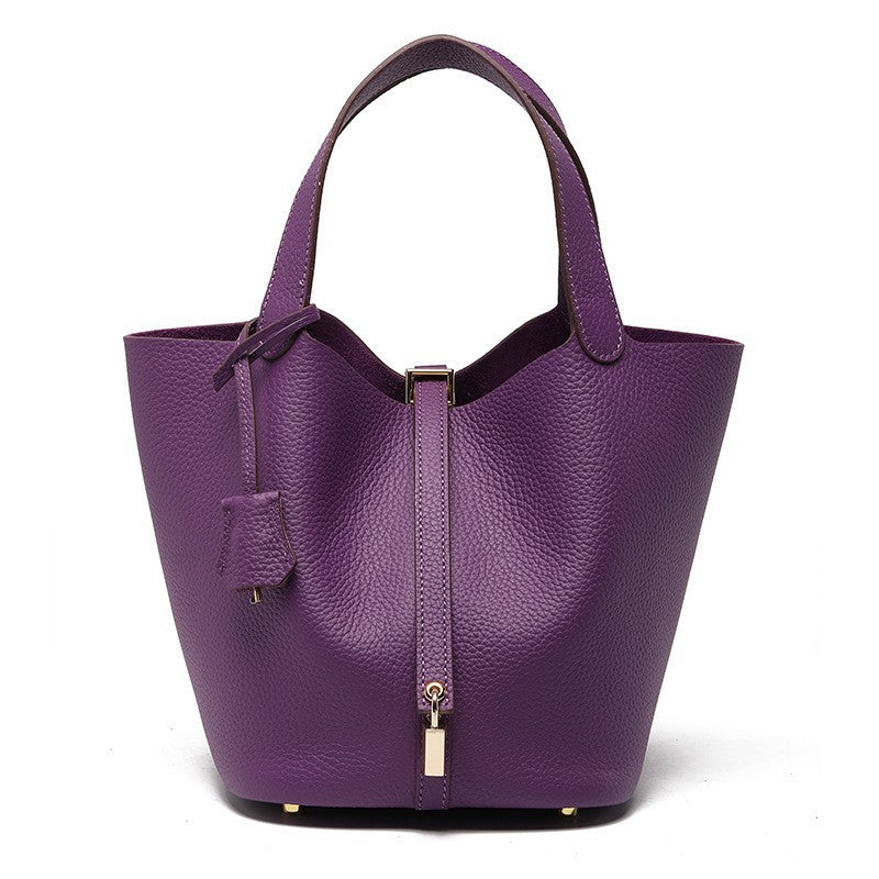 Top Grain Leather Lock Tote Bag - Multiple Colors and Sizes detail image 16