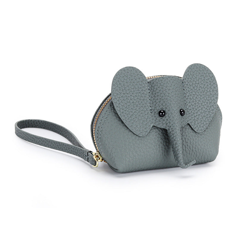 Cartoon Elephant Change Purse Top Grain Leather Card Holder detail image 8