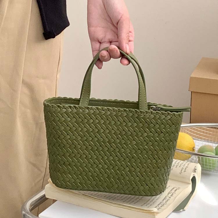 Hand-Woven Cowhide Tote Bag with Crossbody Strap in Five Colors product image 1