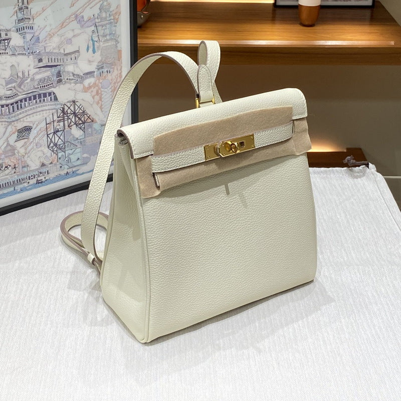 Top Grain Leather Top Handle Backpack with Adjustable Straps detail image 10