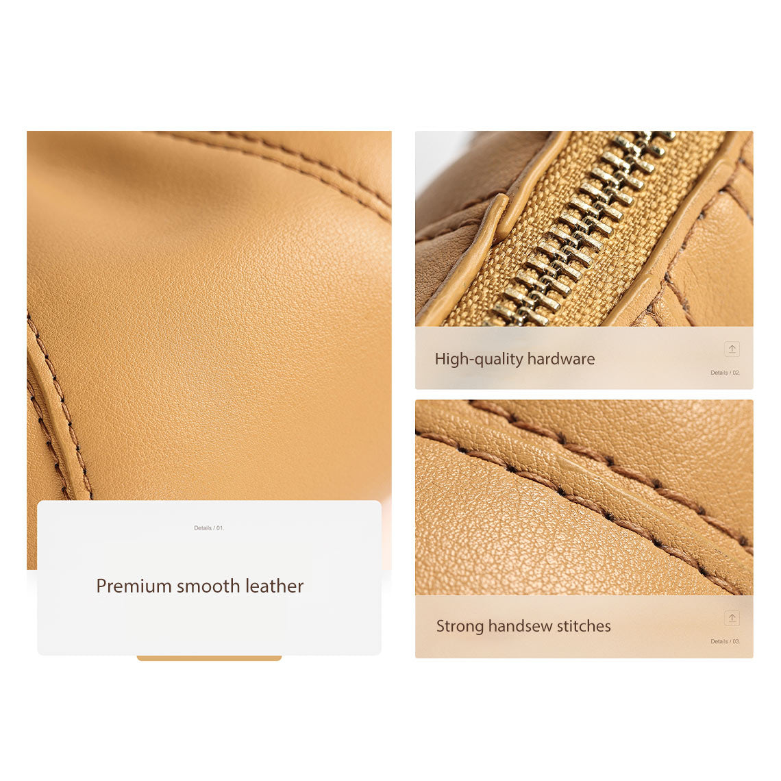 Hand Sewn Leather Croissant Shoulder Bag DIY Kit - Khaki or Dark Brown detail image 9