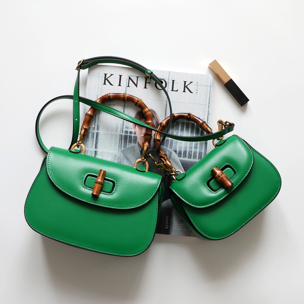 Genuine Leather Retro Bamboo Top Handle Mini Bag detail image 2