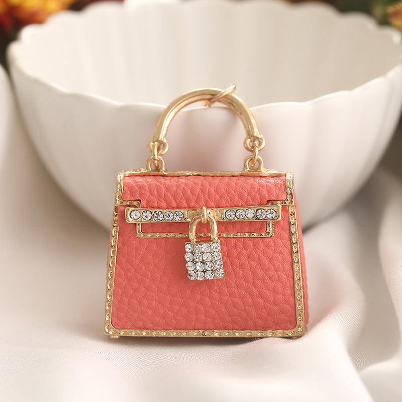 Mini Bag Charm Keychain with Rhinestones (PU Leather, 4 Colors) detail image 7