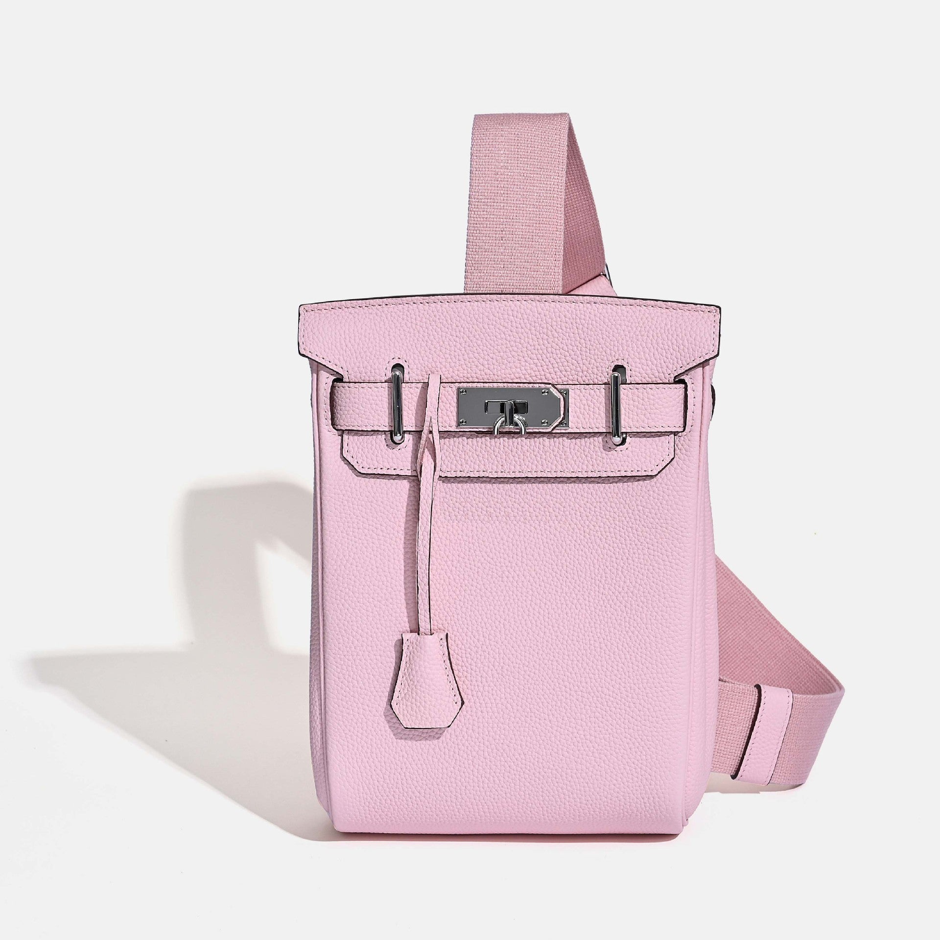 Unisex Top Grain Leather Crossbody Backpack with Turn Lock detail image 10