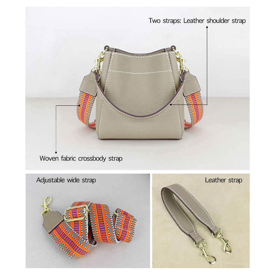 Handsewgift Women's Bucket Bag DIY Leather Craft Kit – Top Grain Leather, Pre-Punched detail image 7