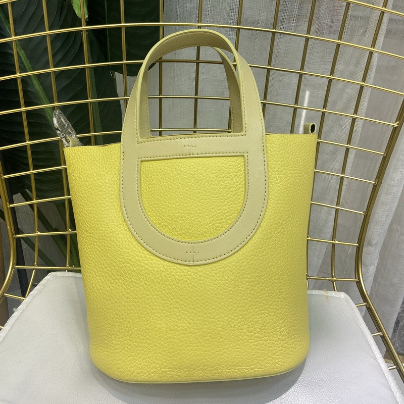 Soft Top Grain Leather Bucket Bag with Adjustable Strap detail image 12