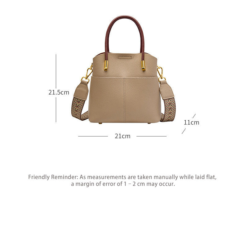 Pebbled Top Grain Leather Bucket Bag with Crossbody Strap detail image 2