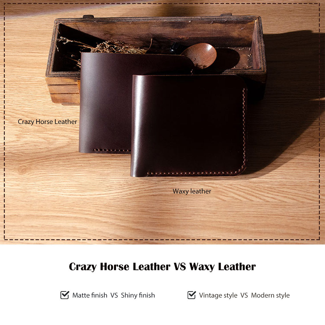 Handsewgift DIY Crazy Horse Leather Bifold Wallet Kit – Choose Style A or B detail image 6