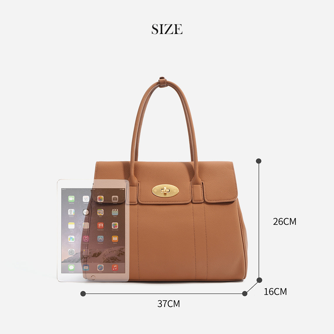 Top Grain Leather Tote Handbag in Brown, Black, Taupe detail image 1