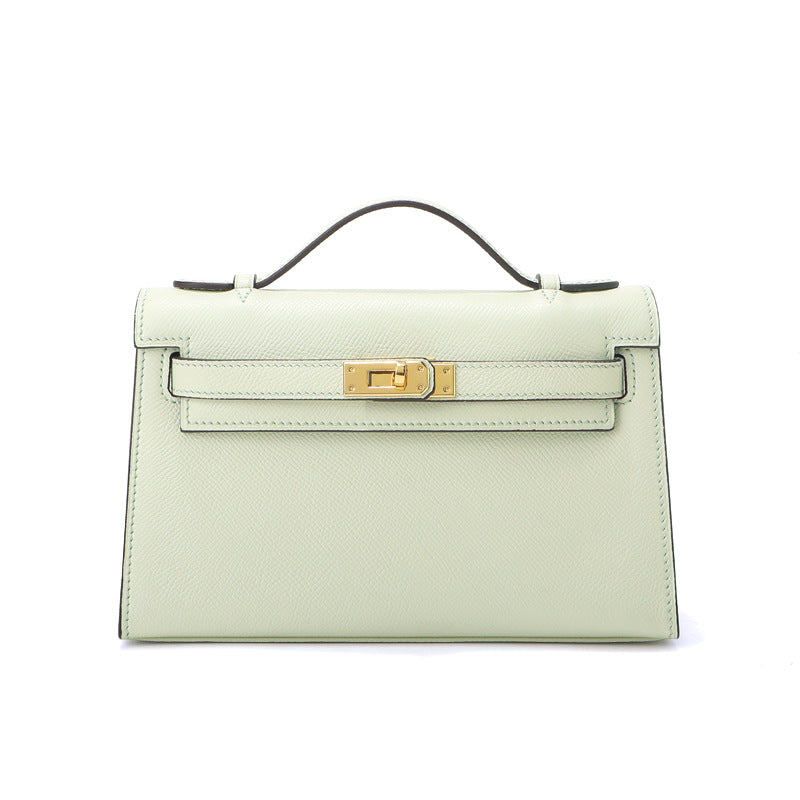 Fine Embossed Grain Leather Pochette Shoulder Bag with Detachable Straps detail image 12