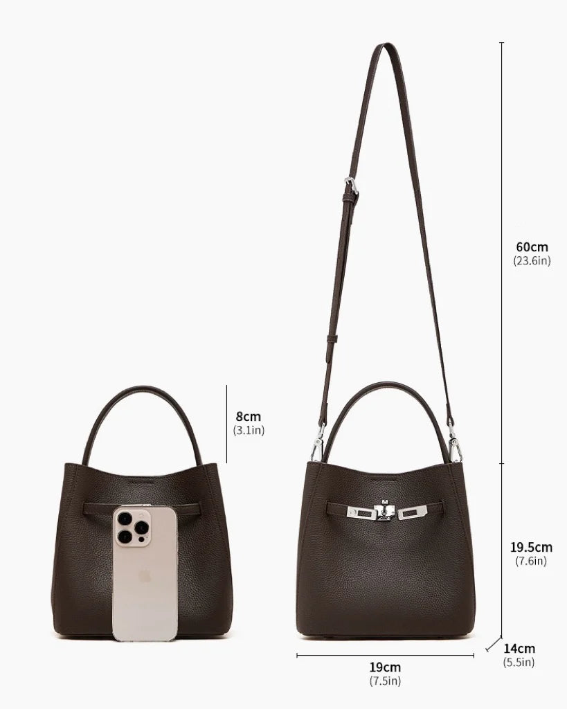Pebbled Grain Leather Basket Bucket Bag detail image 2