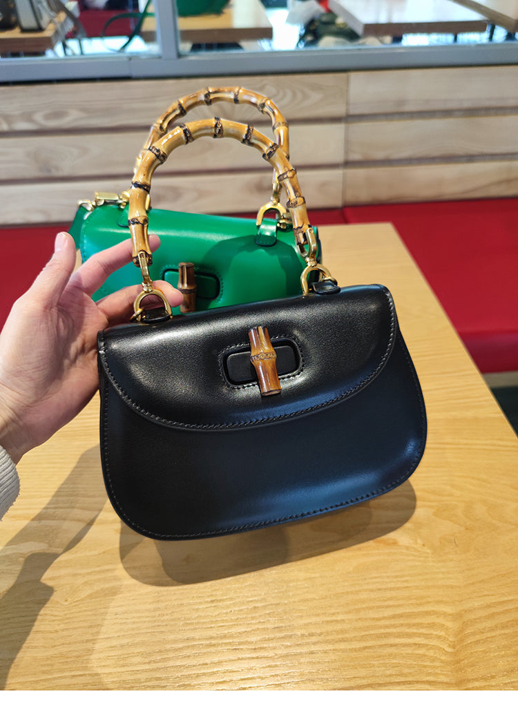 Genuine Leather Retro Bamboo Top Handle Mini Bag detail image 4