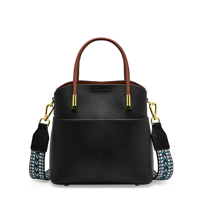 Pebbled Top Grain Leather Bucket Bag with Crossbody Strap product image 1