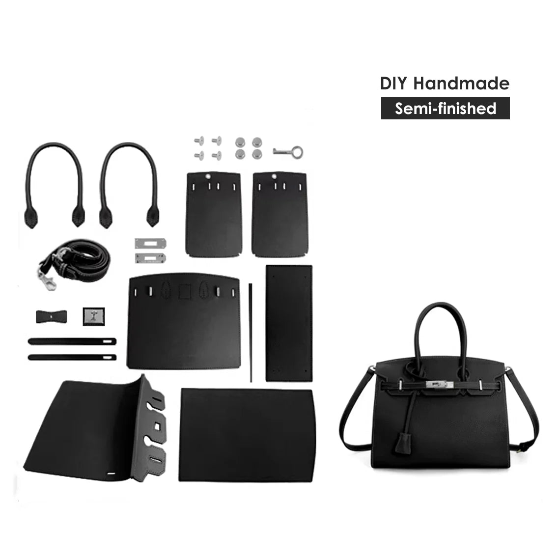 Sellier Leather Handbag DIY Kit – Top Grain, Pre-Cut & Pre-Punched detail image 2