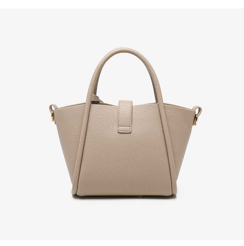 Compact Cowhide Leather Handbag with Detachable, Adjustable Strap detail image 3