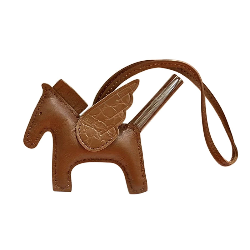 Horse Bag Charm Keychain in Sheepskin with Crocodile Pattern detail image 5