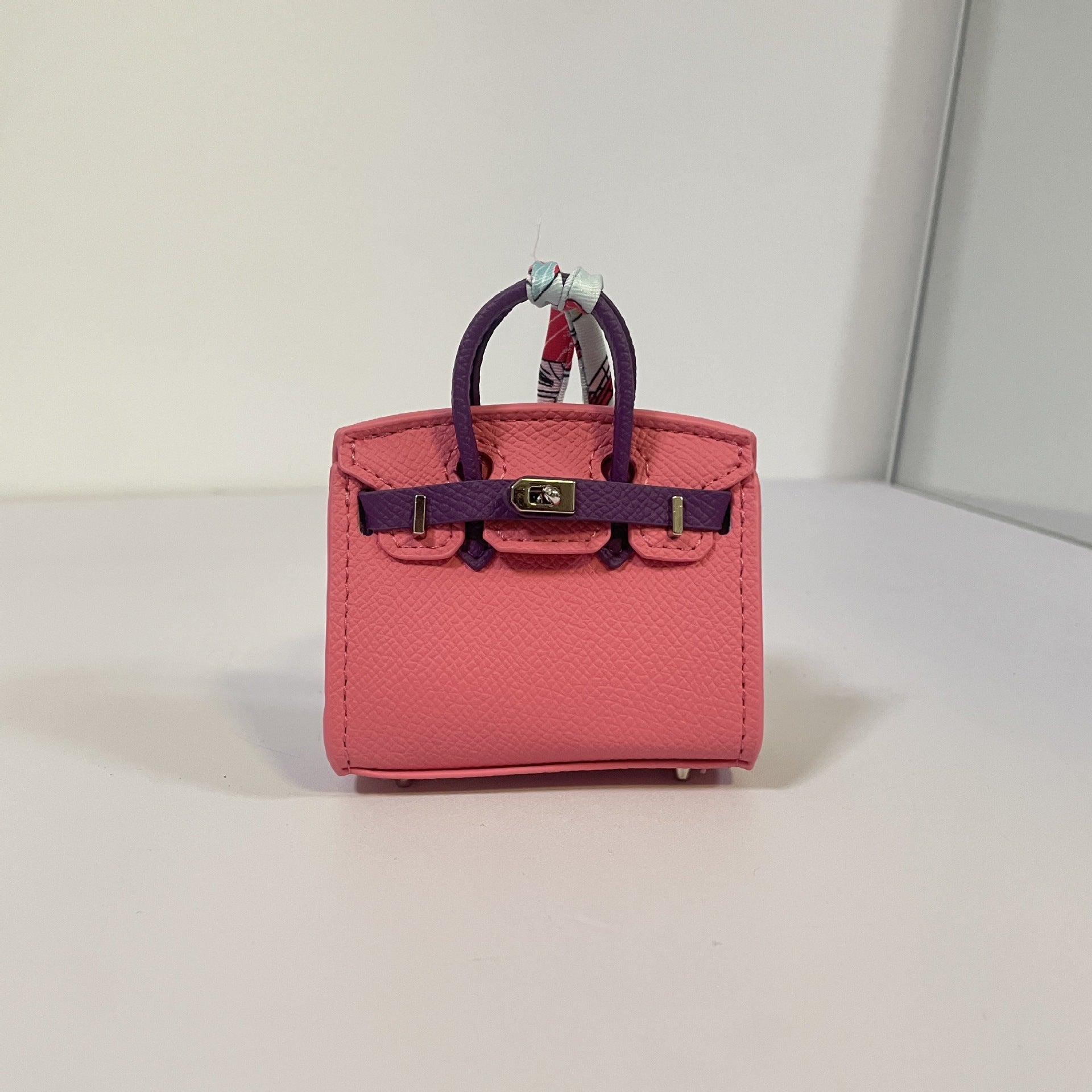 Mini Top Handle Bag Charm Keychain with AirPods Holder in PU Leather, 8cm Wide, Multi-Color Options detail image 16
