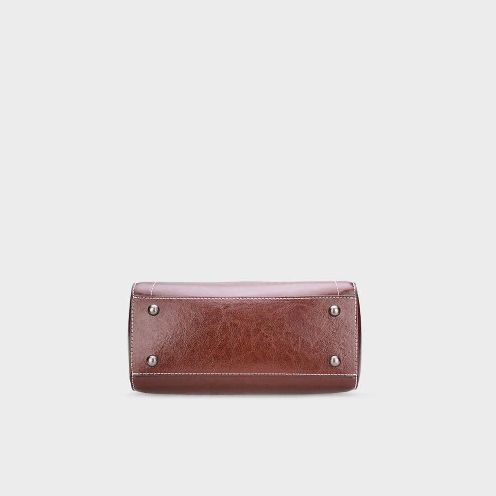 Genuine Leather Handbag - Top Grain Cowhide Square Bag detail image 16
