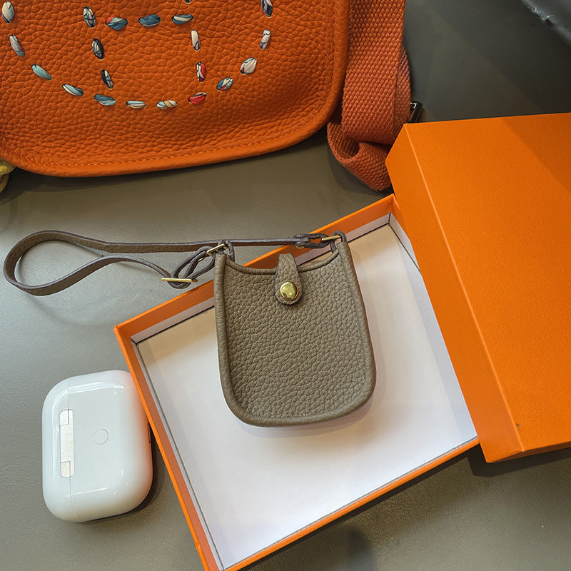 Top Grain Leather Mini Crossbody Bag Charm and AirPods Holder detail image 9