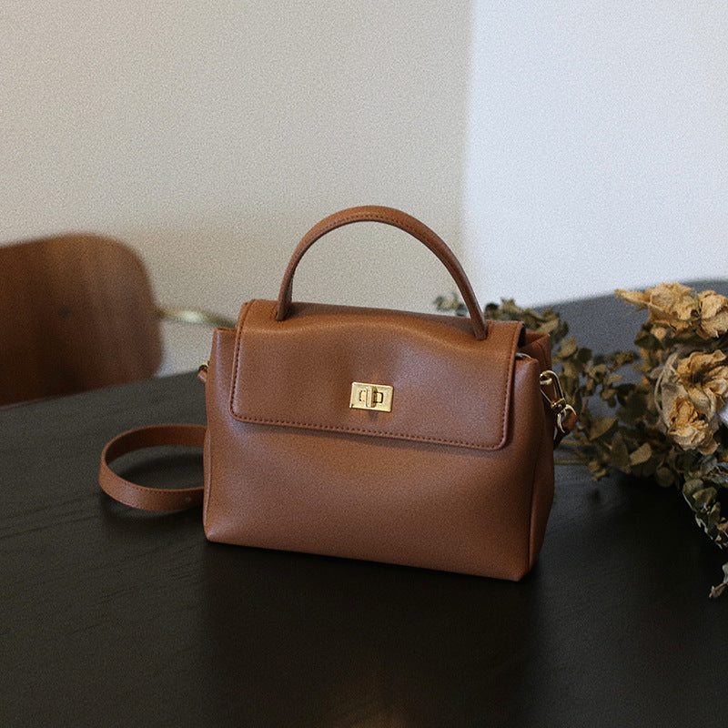 Soft Leather Square Bag for Women – Handbag, Shoulder Bag, Crossbody in Yellow, Black, Brown, Off-white detail image 6
