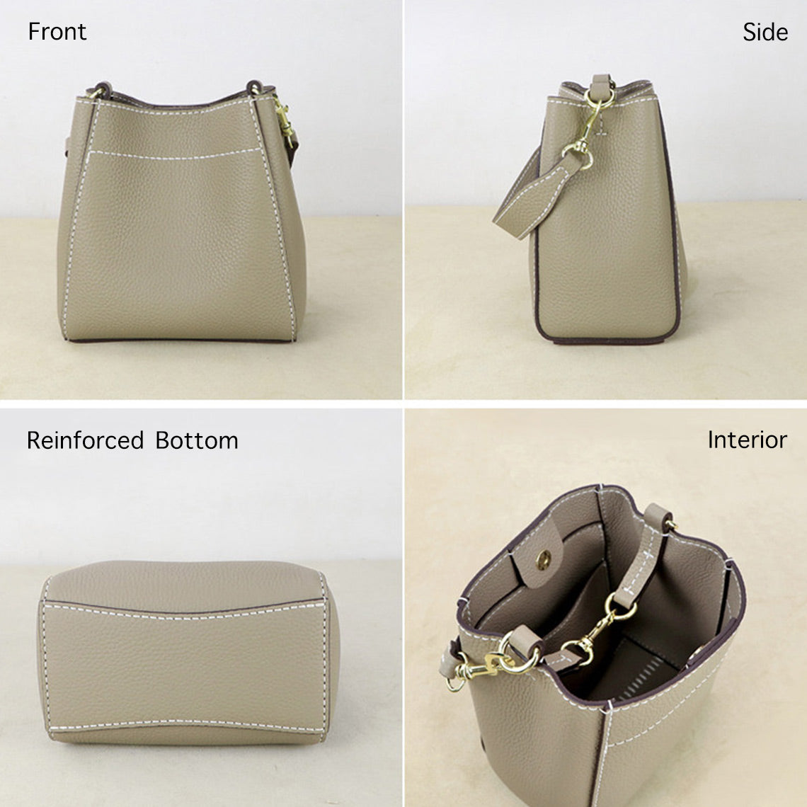 Handsewgift Women's Bucket Bag DIY Leather Craft Kit – Top Grain Leather, Pre-Punched detail image 6