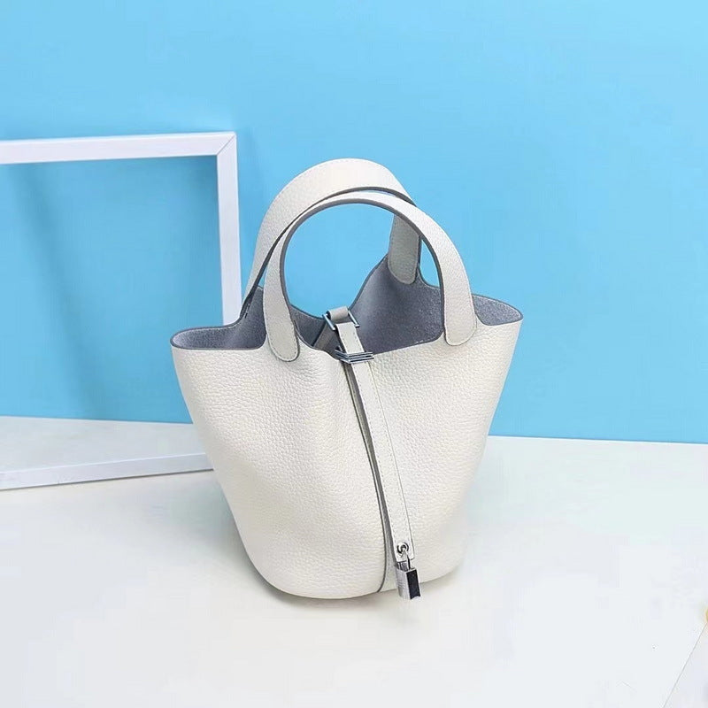 Top Grain Leather Lock Tote Bag - Multiple Colors and Sizes detail image 2