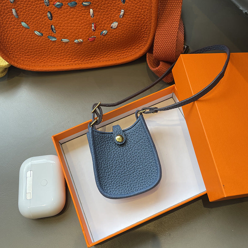 Top Grain Leather Mini Crossbody Bag Charm and AirPods Holder detail image 7