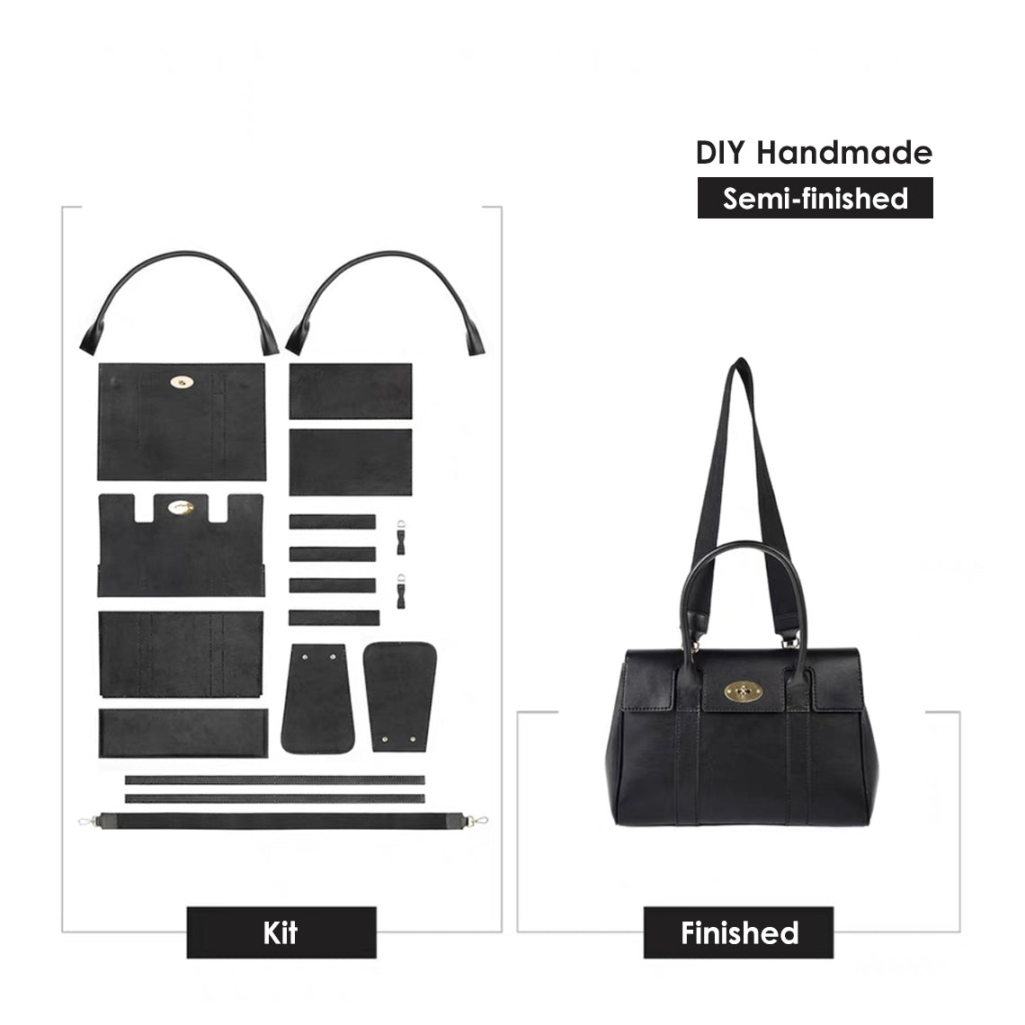 Hand Sewn Leather Work Tote Bag DIY Kit – Pre-Cut & Pre-Punched product image 1