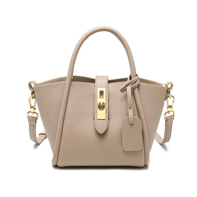 Compact Cowhide Leather Handbag with Detachable, Adjustable Strap detail image 6