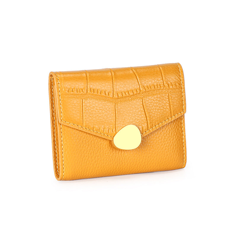 Crocodile Pattern Top Grain Leather Short Wallet Purse detail image 5