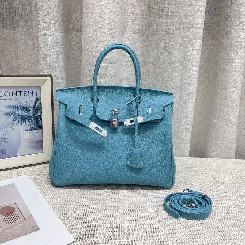 Genuine Leather Top Handle Bag with Silver Hardware – Mini, Small, Medium detail image 3
