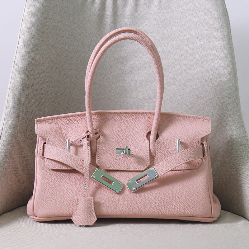 Top Grain Leather Top Handle Bag 30cm - Multiple Colors detail image 9