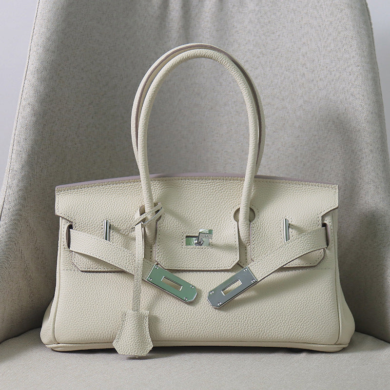 Top Grain Leather Top Handle Bag 30cm - Multiple Colors detail image 11