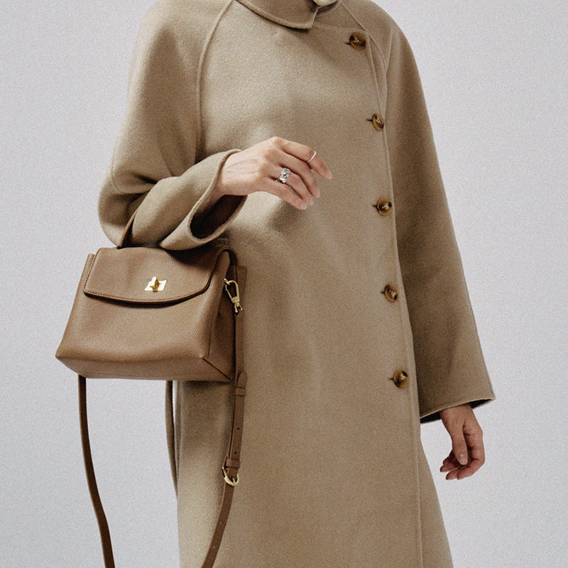 Pebbled Grain Leather Square Bag – Handbag, Shoulder, or Crossbody detail image 3
