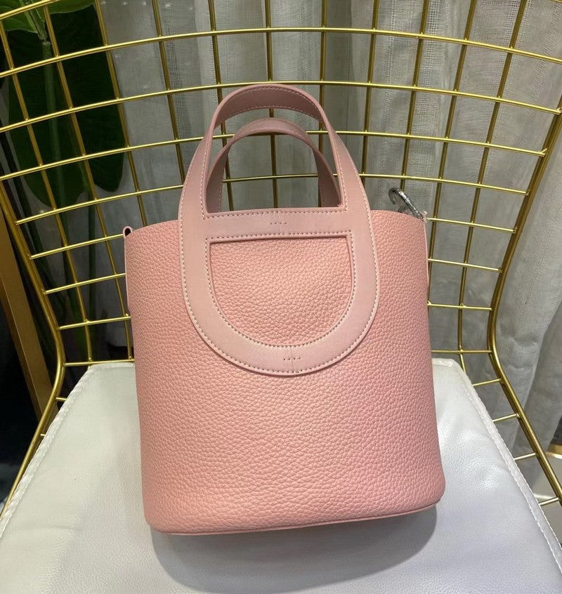 Soft Top Grain Leather Bucket Bag with Adjustable Strap detail image 10