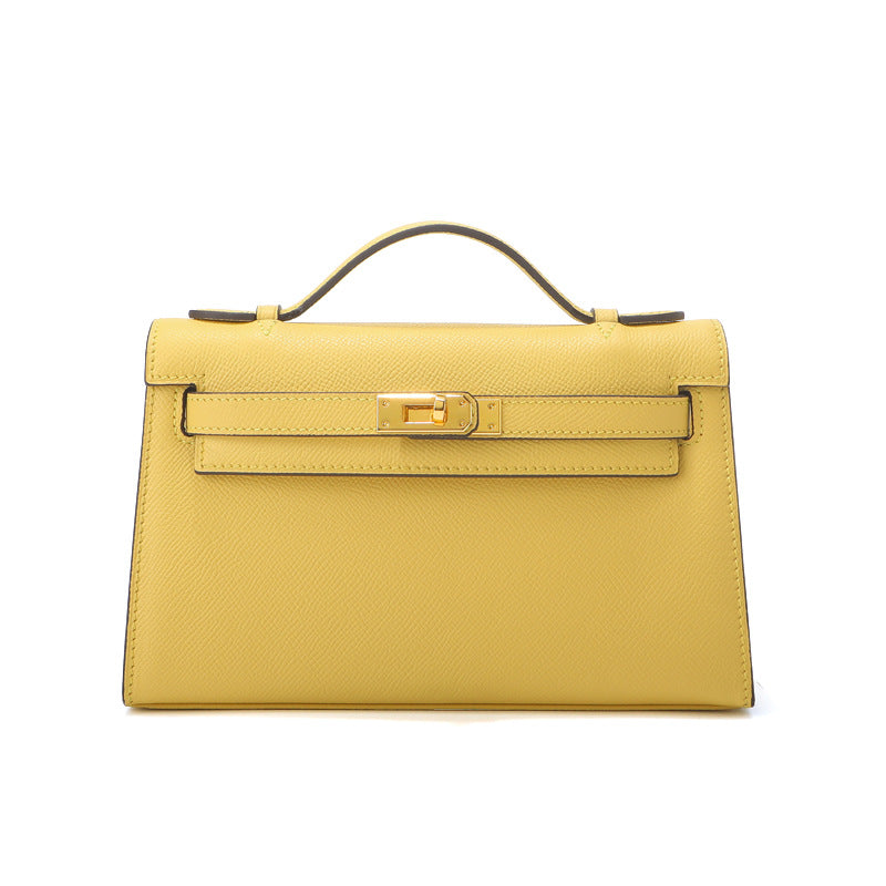 Fine Embossed Grain Leather Pochette Shoulder Bag with Detachable Straps detail image 7