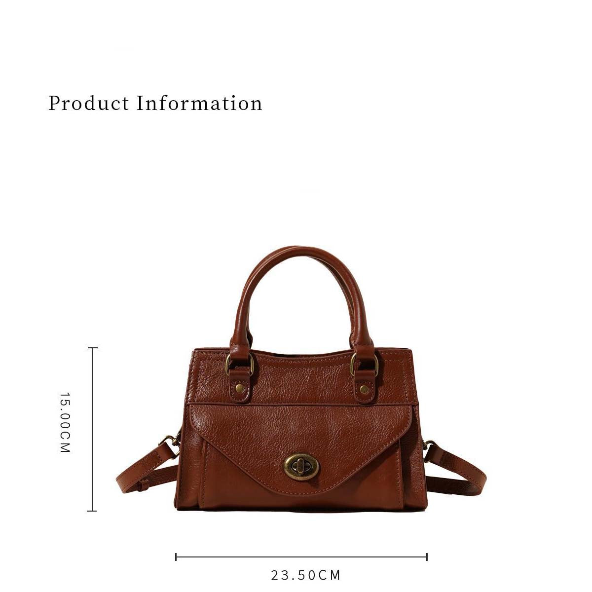 Top-Grain Cowhide French Square Crossbody Bag with Adjustable Strap detail image 4