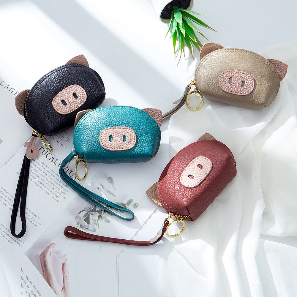 Pig-Shaped Top Grain Leather Coin Purse and Lipstick Case product image 1