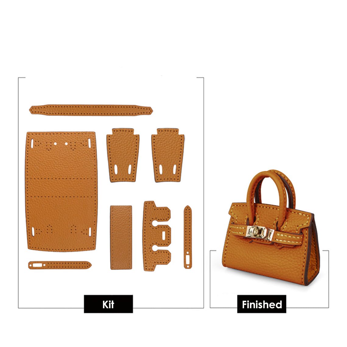 Mini Top Handle Leather Bag Charm DIY Kit – Hand Sewn, Top Grain Leather, 7 Colors detail image 17