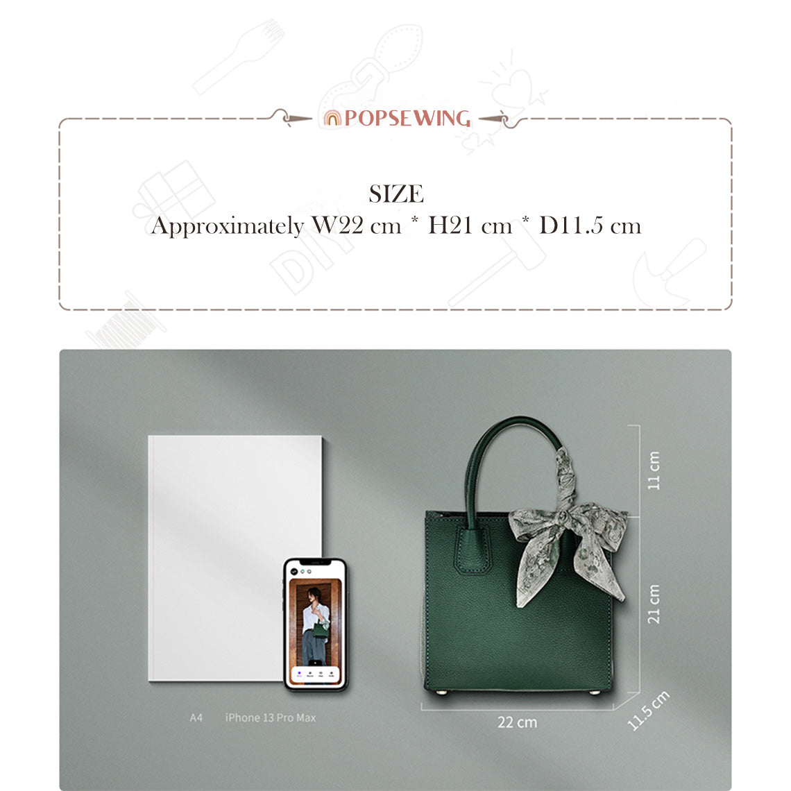 Mini Tote Leather DIY Kit – Hand-Sewn Top Grain Leather Bag detail image 5