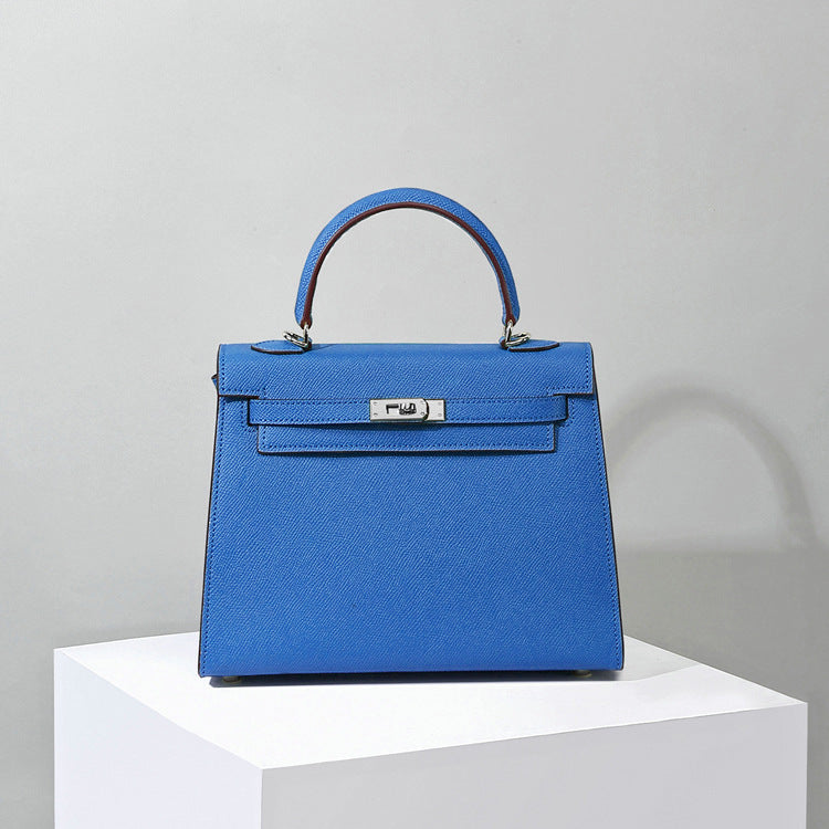 Top Handle Leather Handbag with Detachable Strap – 4 Sizes, 29 Colors detail image 8