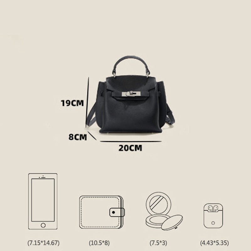 Minimalist Top Grain Leather Shoulder Bag with Silver Hardware detail image 3