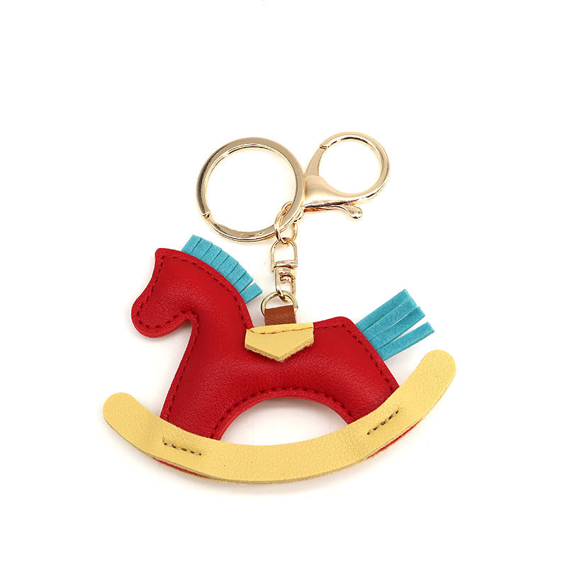 Cartoon Rocking Horse Bag Charm Keychain in PU Leather – 6 Colors detail image 6