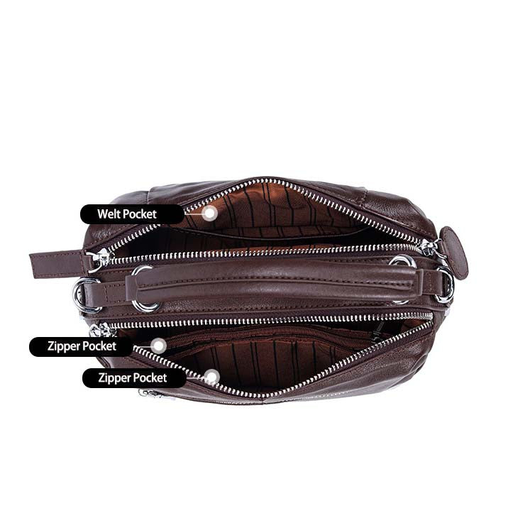 Vintage Cowhide Boston Bag | Leather Crossbody Satchel detail image 10