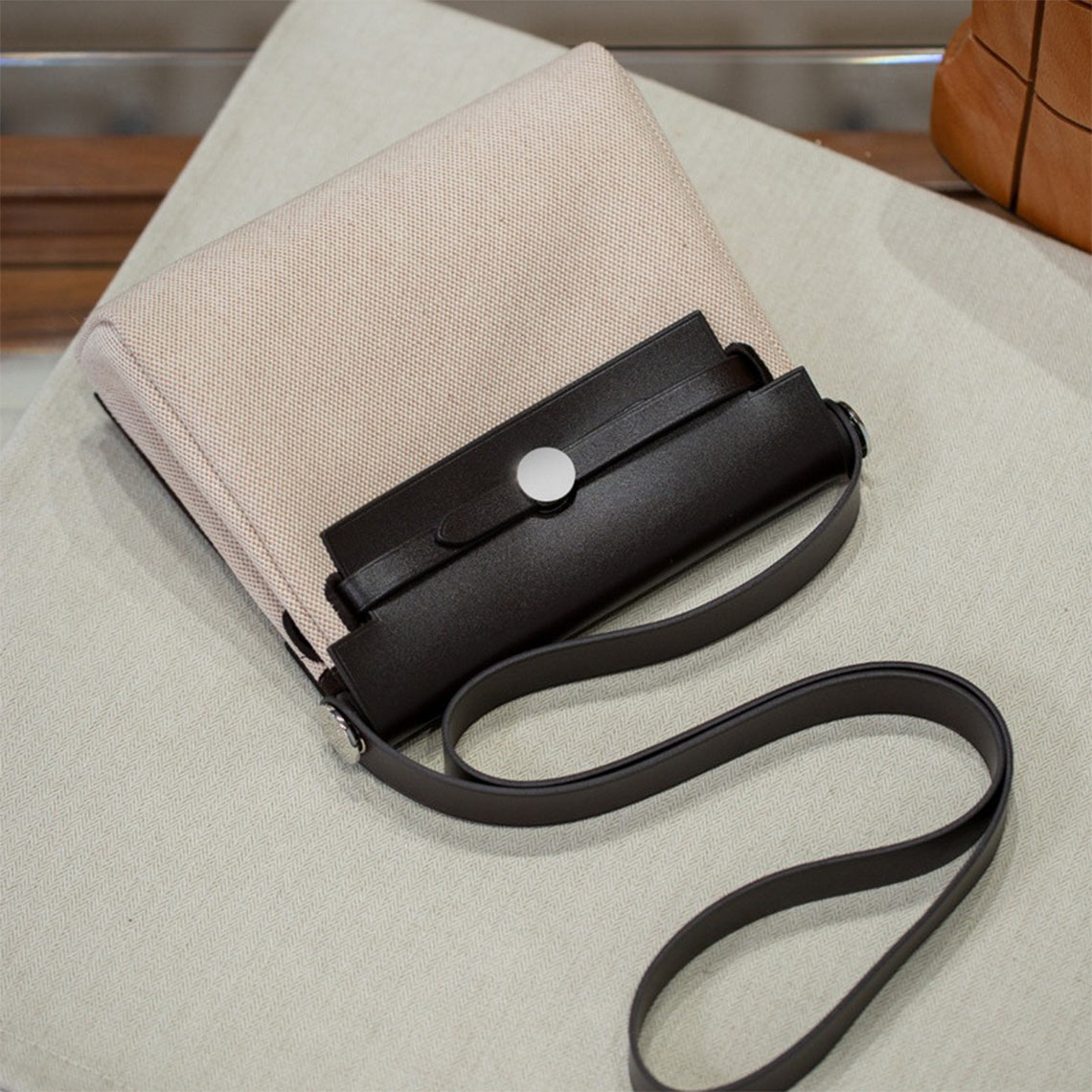 Leather Trim Mini Canvas Tote Shoulder Bag detail image 8
