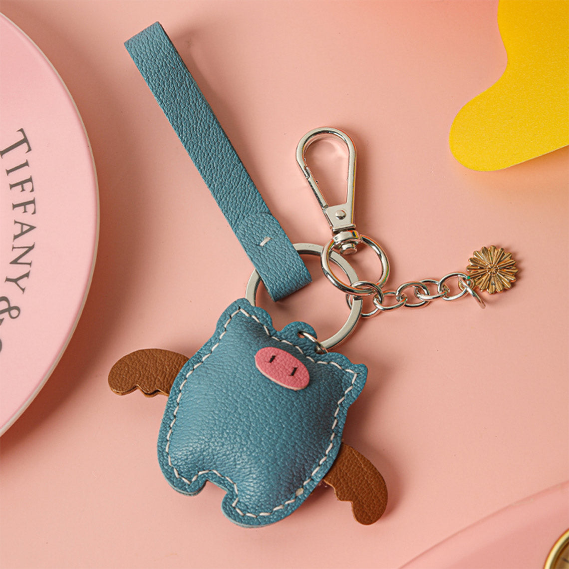 Hand Sewn Lambskin Leather Piglet Keychain DIY Kit detail image 4