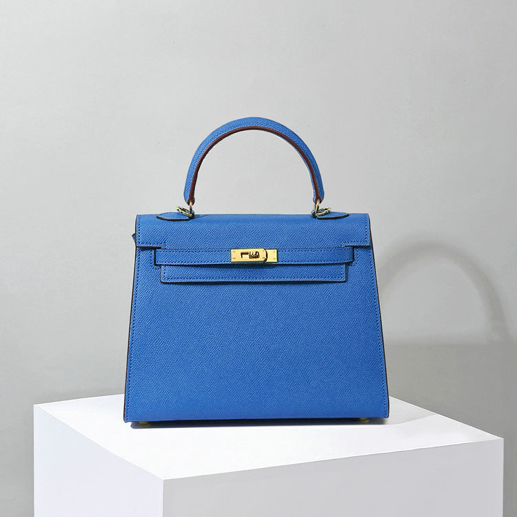 Top Handle Leather Handbag with Detachable Strap – 4 Sizes, 29 Colors detail image 9