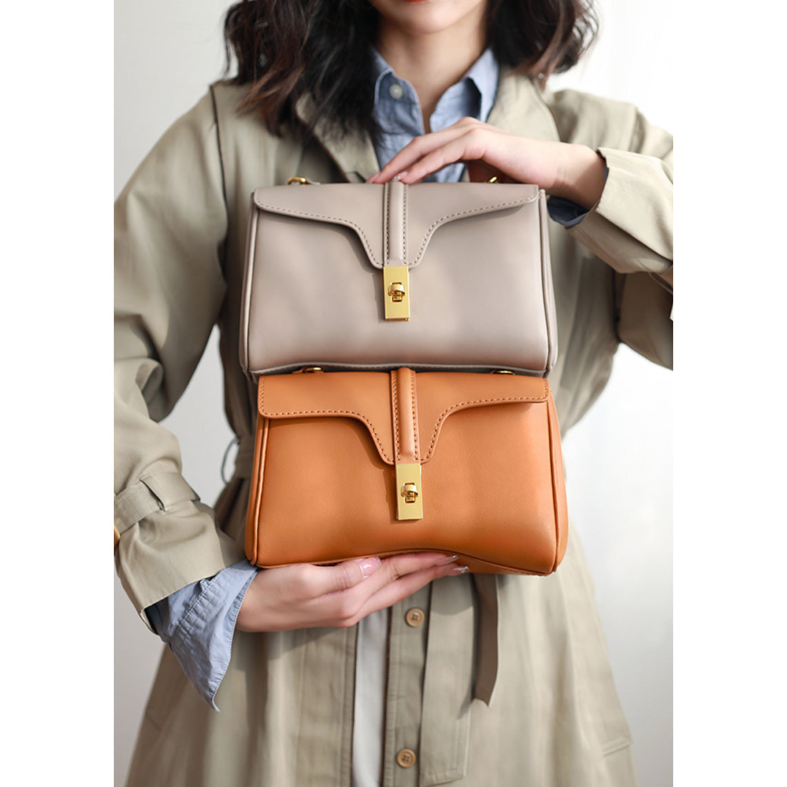Handsewgift Leather Tote Bag DIY Kit – Brown Large, Brown Medium, Grey Medium detail image 10